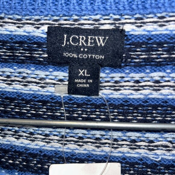 J. Crew NEW NWT blue Fair Isle Norwegian cotton crew neck mens sweater XL - Picture 2 of 4